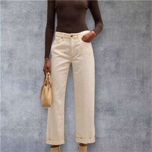RAG & BONE Dre Boyfriend Bone White Denim Jeans